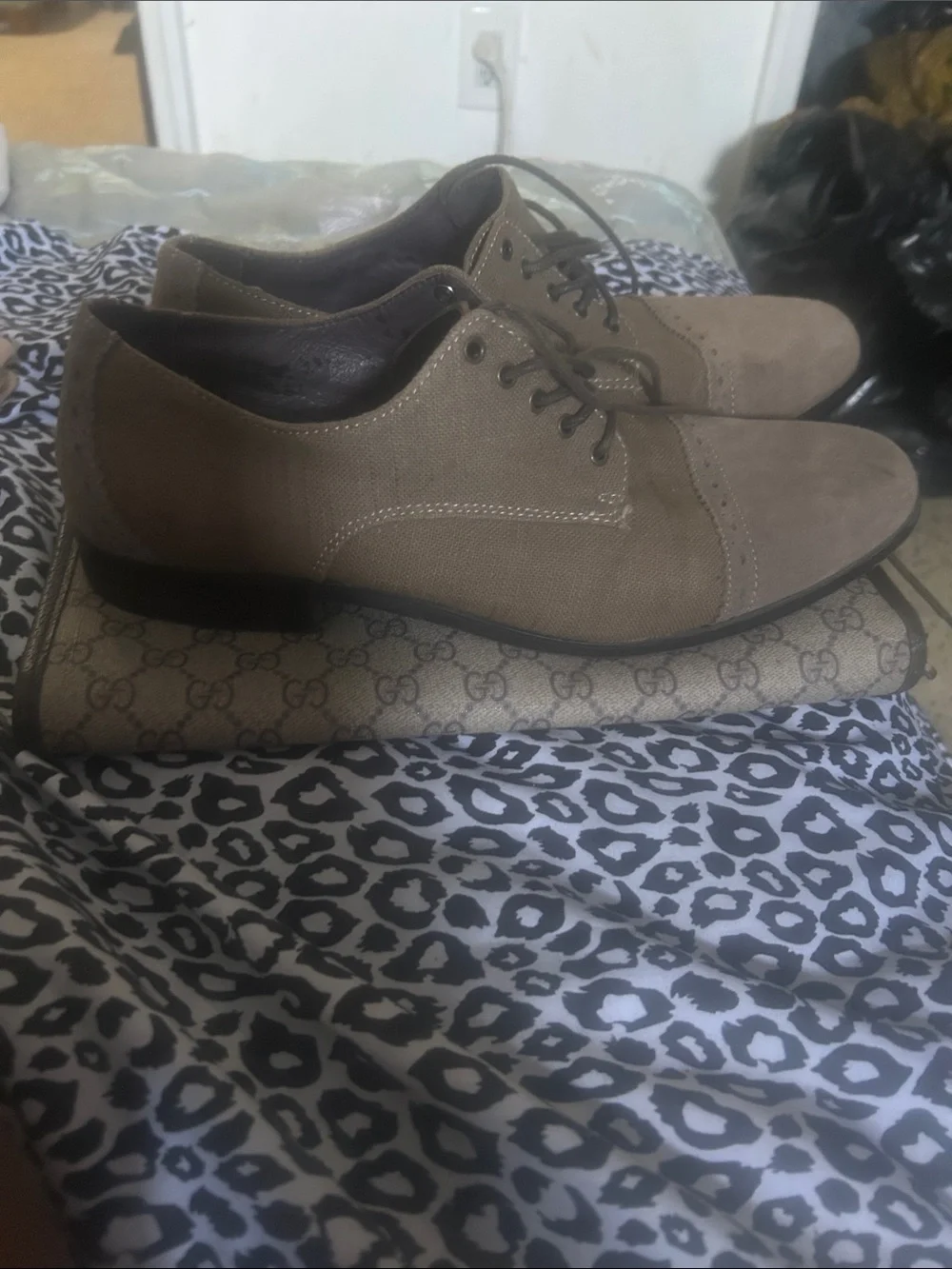 Penguin men Taupe Suede Lace-Up Dress Shoes